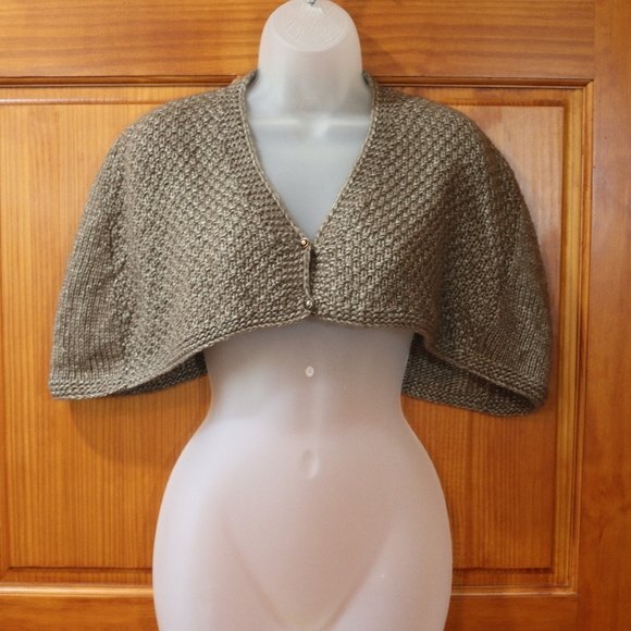 Robin Richman Vintage Hand-Knit Brown Capelet Shrug / Wrap USA Boutique RARE - Picture 9 of 9